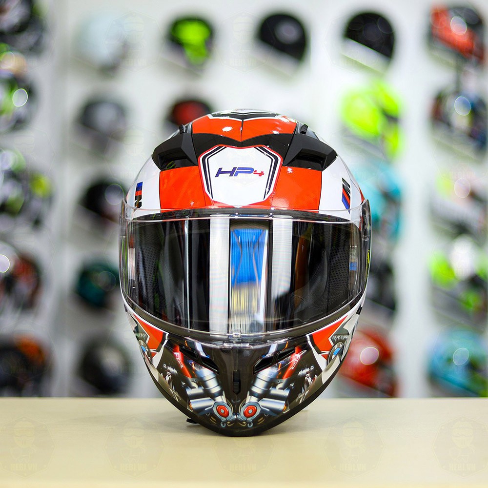 Tem BMW HP4 Đỏ Cho Mũ Fullface, Mũ Yohe 978, Mũ Roc01