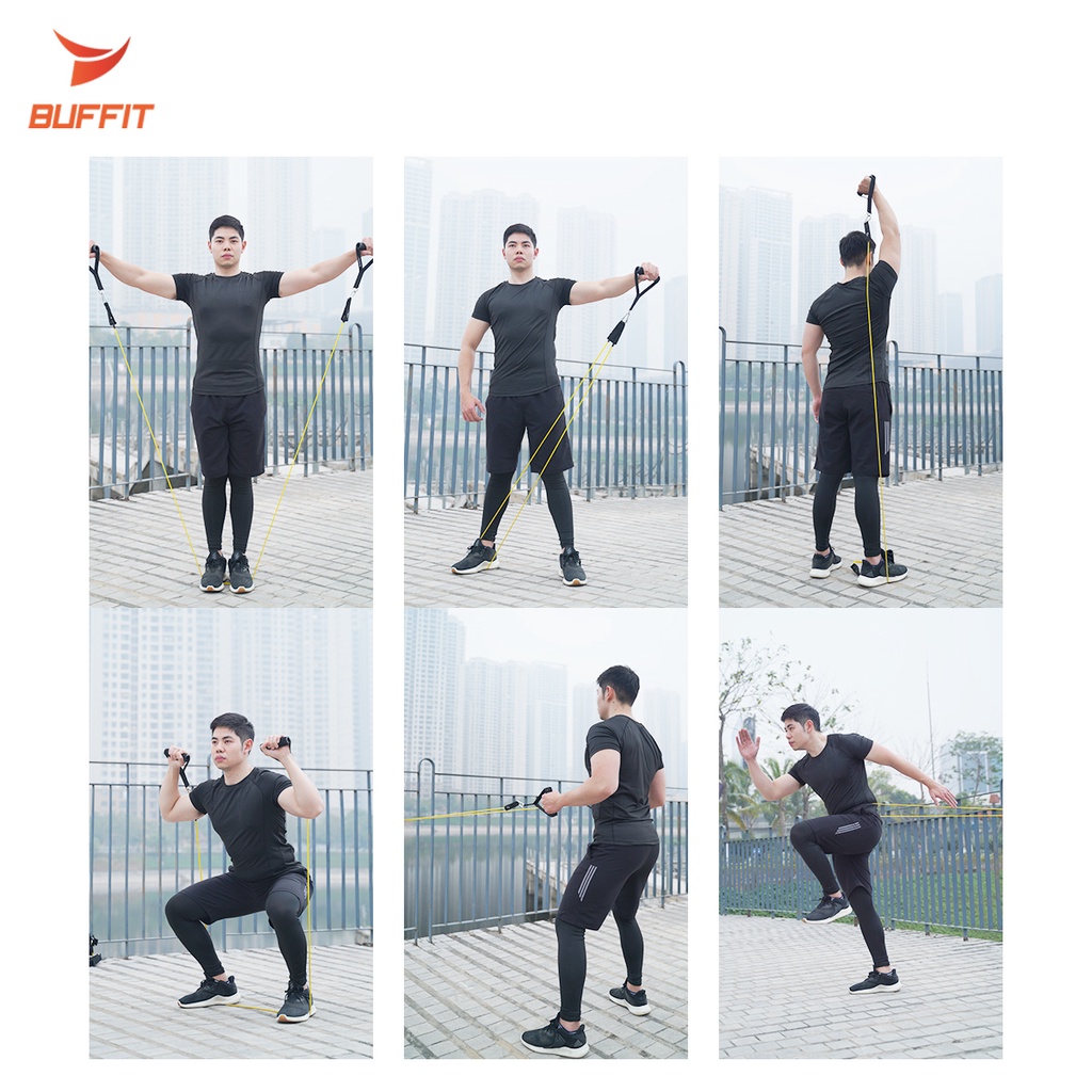 Dây kháng lực, dây ngũ sắc tập gym Latex 2 lớp BUFF MAX 2021 chính hãng BUFFIT - Đen 40LBS