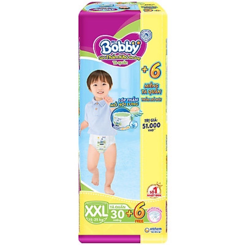 BỈM - TÃ QUẦN BOBBY SIZE XXL - 28 MIẾNG (CHO TRẺ TRÊN 16KG)