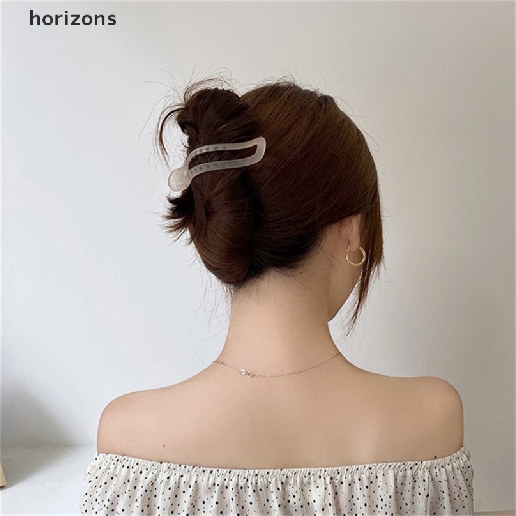 [horizons] Kẹp Tóc Cá Mập Bằng Acrylic Nhám Chéo Bản Lớn Kiểu Hàn Quốc (h)