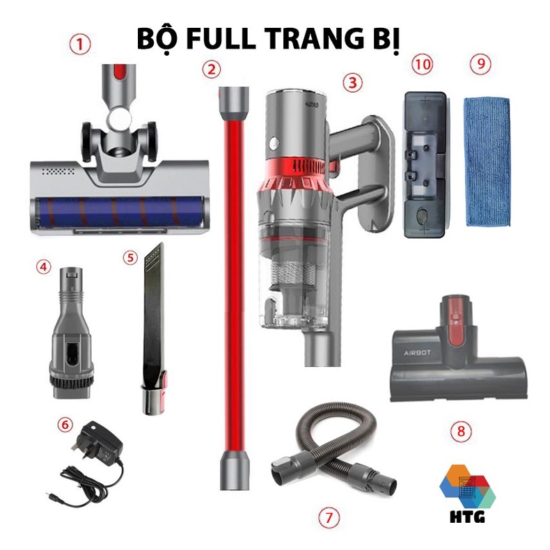 Máy hút bụi Airbot Supersonics Plus 25000Pa, hút và lau 2 trong 1, giường nệm sofa tiện lợi, ống hút xe hơi dụng cụ