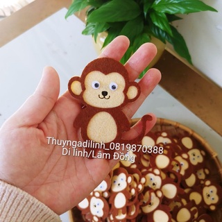 5 con khỉ vải nỉ mầm non 8x6cm