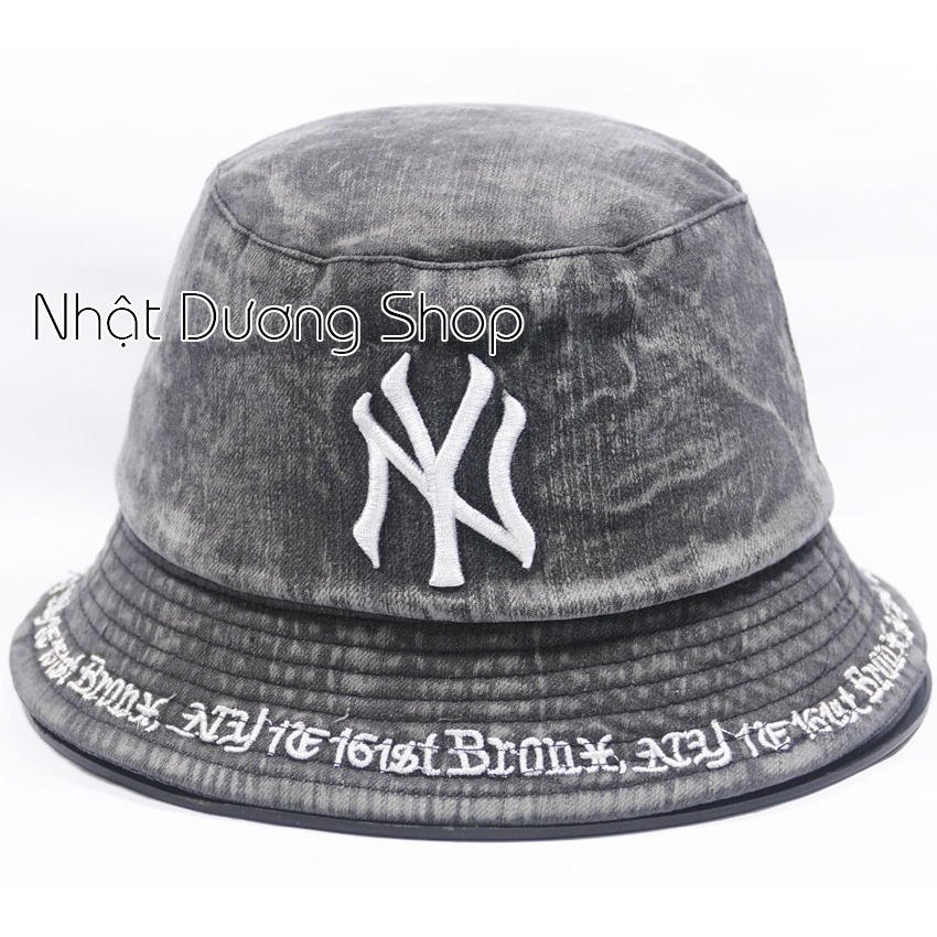 Nón bucket jean loang cá tính thêu chữ NY - Chất liệu vải Jeans oát mềm thích hợp cho nam và nữ