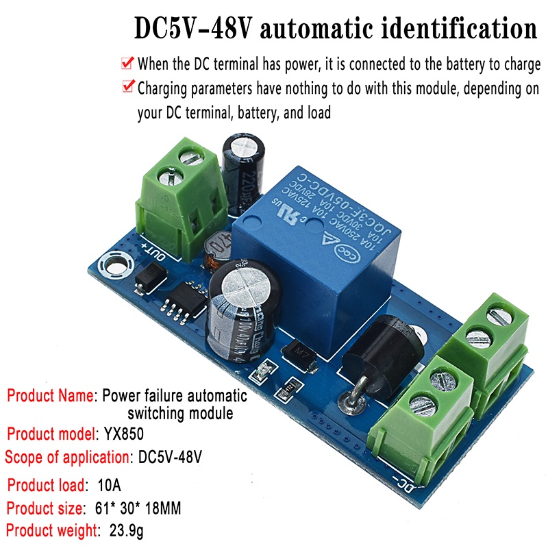 Mô Đun Chuyển Đổi Năng Lượng Pin lithium Tự Động YX850 5V-48V JY-850