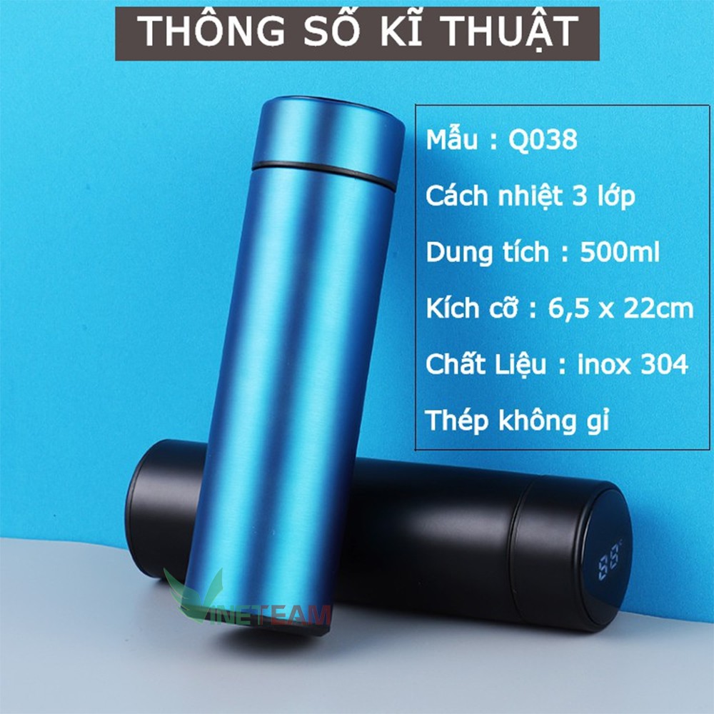 Bình giữ nhiệt có nhiệt kế thông minh 500ml - Bình giữ nhiệt INOX hiển thị nhiệt độ led cao cấp có Bảo Hành -dc4137