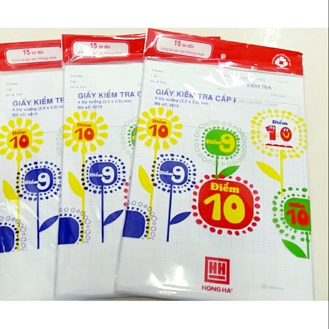 GIẤY KIỂM TRA CẤP 1 HỒNG HÀ