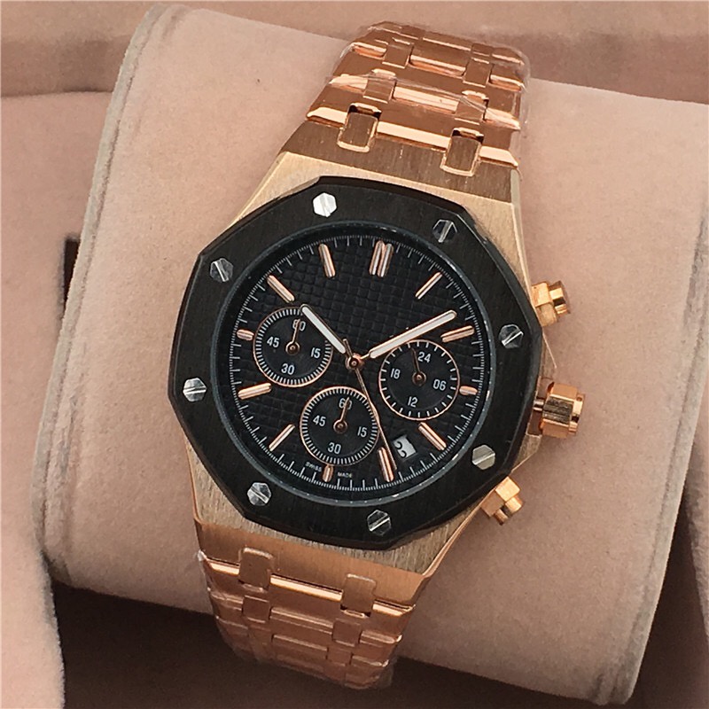 Ap Đồng Hồ quartz Ba Mắt Kim Nhỏ Bằng Thép Trơn Có Lịch Doanh Nhân Cho Nam