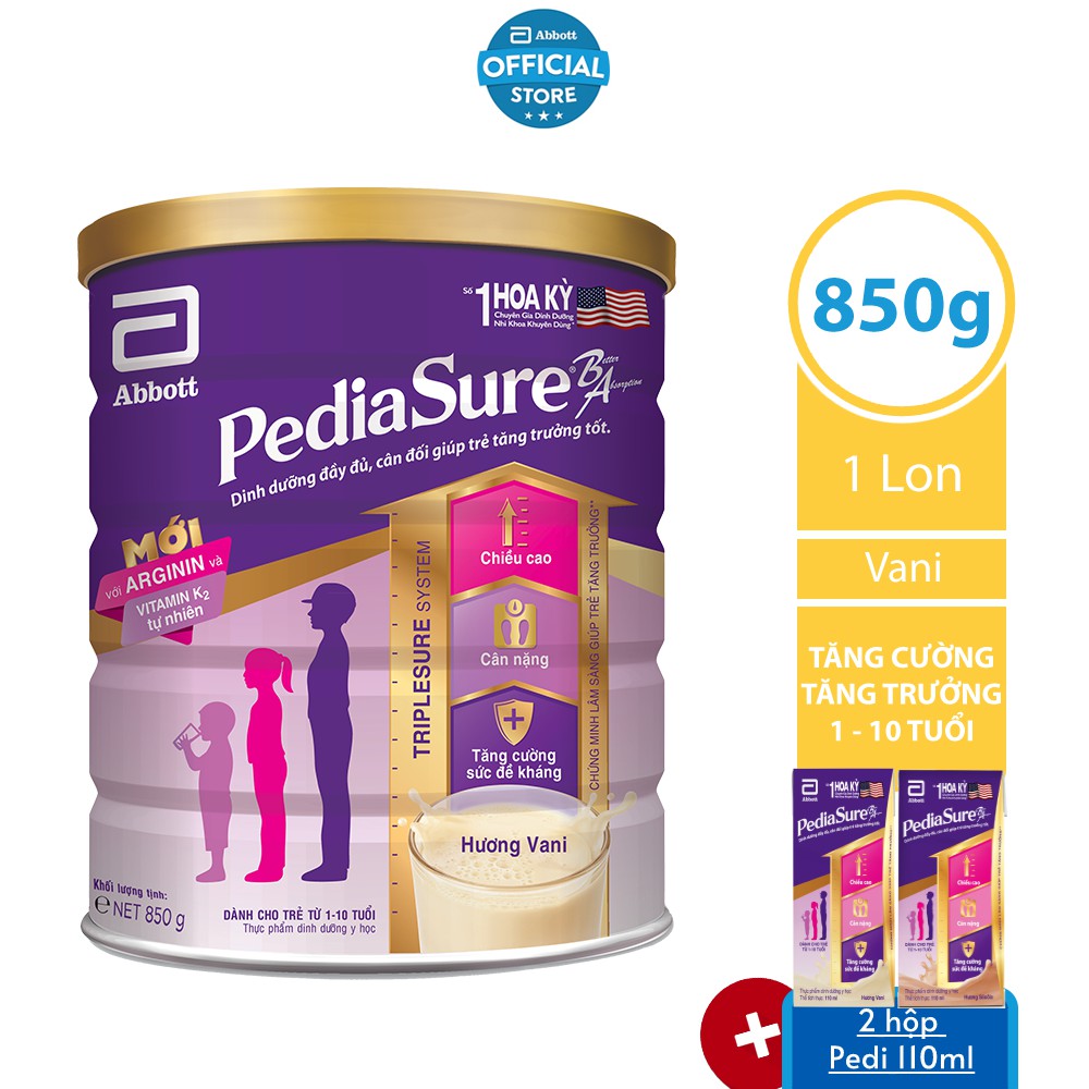 [Mã FMCGHOT giảm 10% đơn từ 400K] Sữa Bột Pediasure 850g