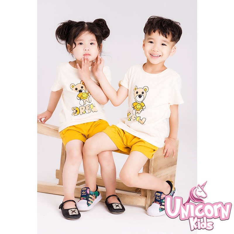 Bộ quần áo bé gái bé trai Unicorn Kids hình Teddy chất liệu 100% cotton, từ 1- 5 tuổi với cân nặng từ 8.5 - 22kg