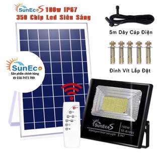 [Freeship] Đèn Led năng lượng mặt trời 100W Suneco, vỏ nhôm đúc nguyên khối, chống nước IP67, Bảo hành 24 tháng