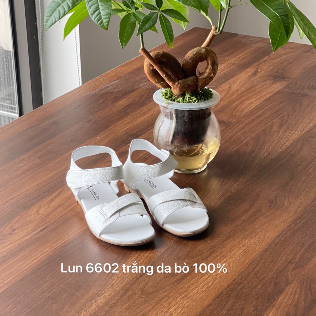 Dép sandal Lunashoes (6602) da bò 100% da thật mũi tròn quai hậu nữ đi học, đi chơi thời trang