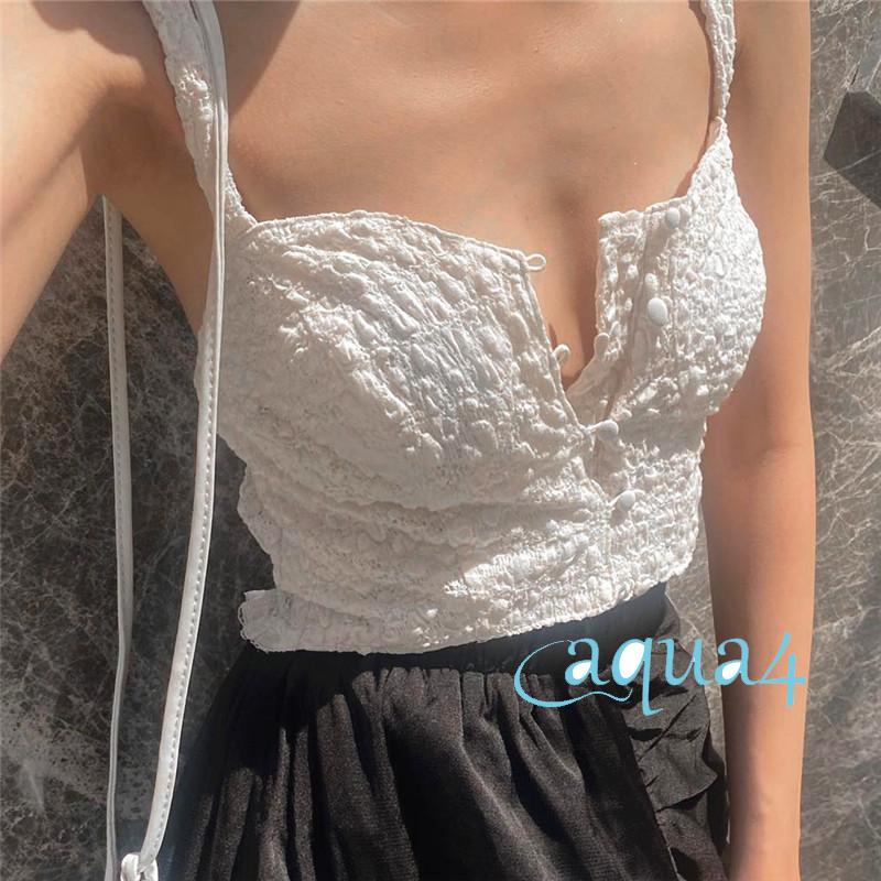 Áo Hai Dây Phối Ren In Họa Tiết Dễ Thương Thời Trang Cho Nữ Y2K