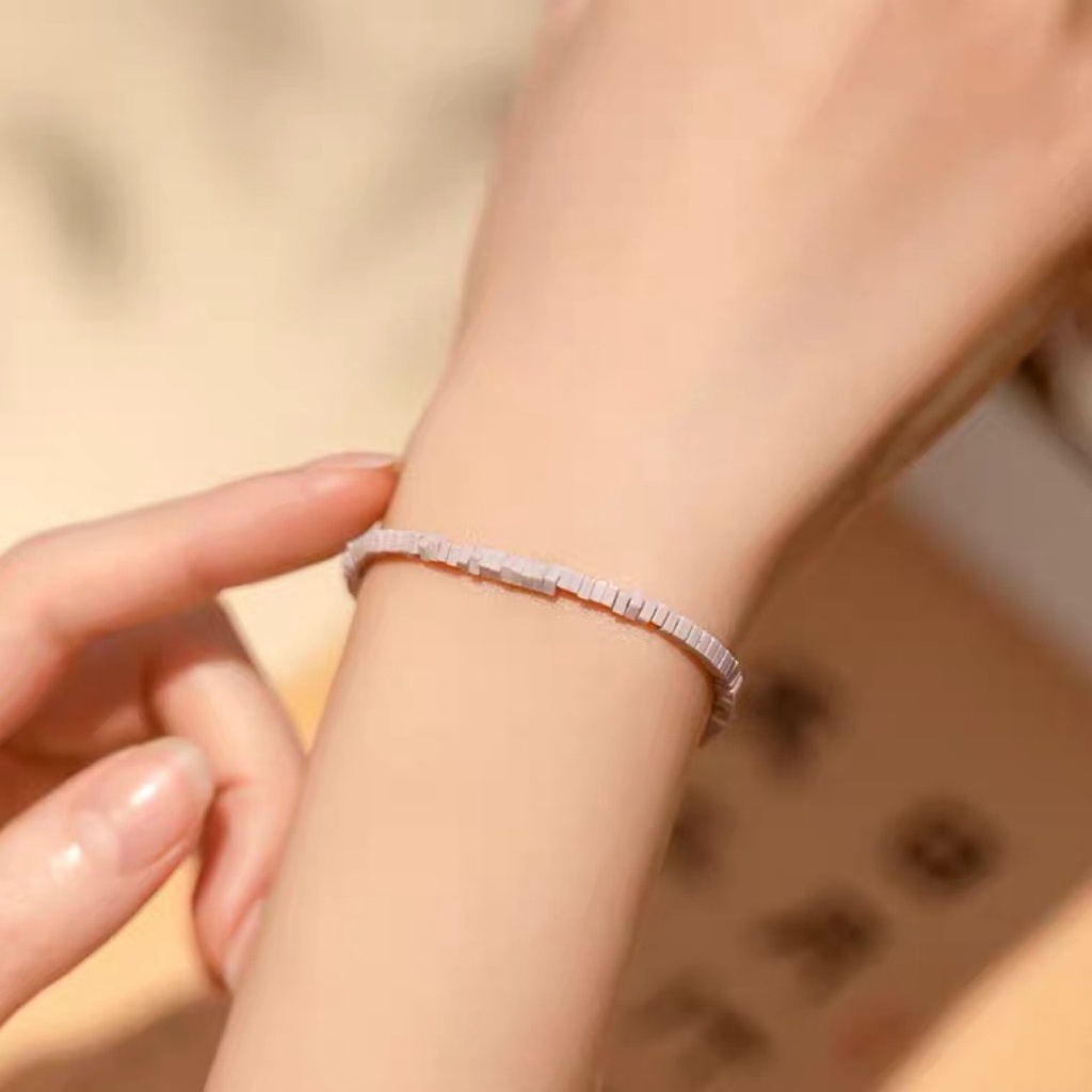 [Hàng Mới Về] Vòng Tay Mica Tím Nhạt Phong Cách Retro Hợp Thời Trang Mùa Hè Cho Nữ