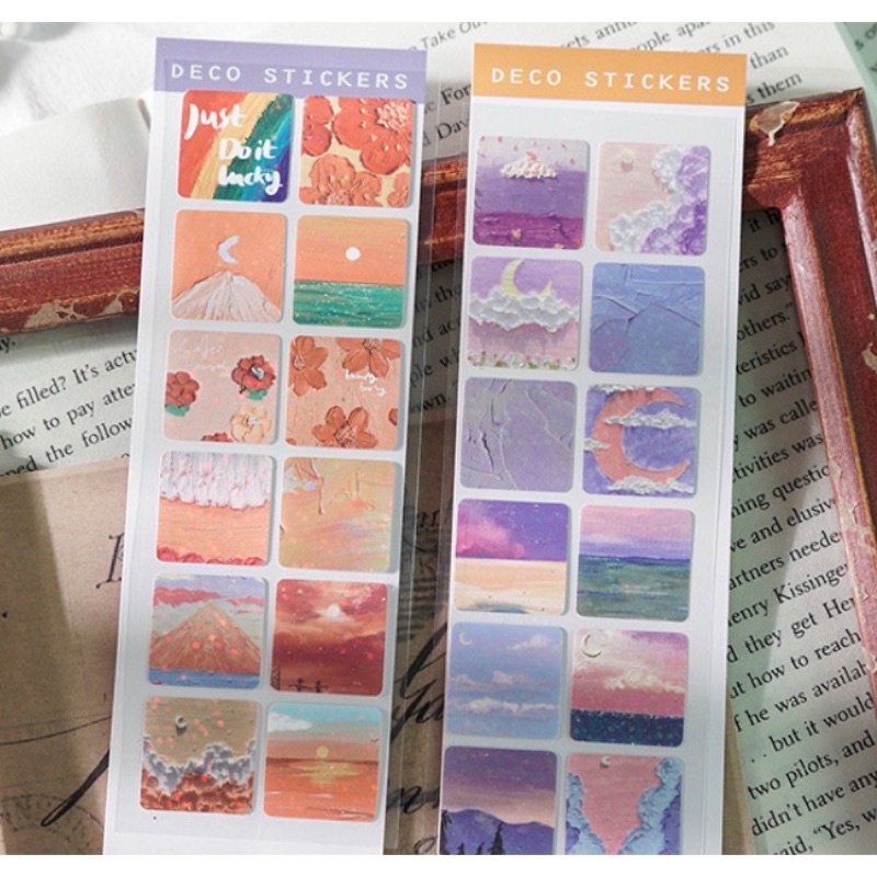 Miếng nhãn dán trang trí PVC sáng bóng lấp lánh dễ thương chống nước