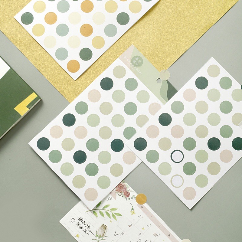 Set 2 tấm hình dán tròn sắc màu size nhỏ sticker