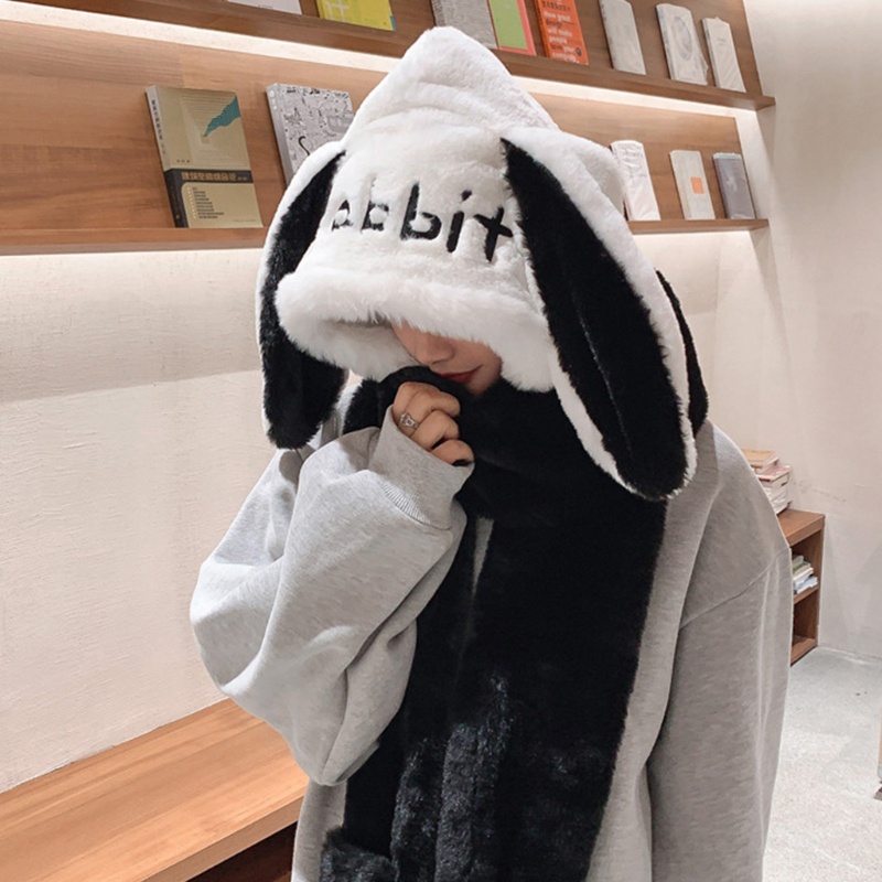 Set Mũ Tai Thỏ Kèm Khăn Choàng Mềm Mại Ngọt Ngào Cho Người Lớn