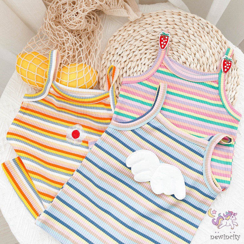 Áo Thun Lỗ Sọc Cầu Vồng Cho Bé Gái