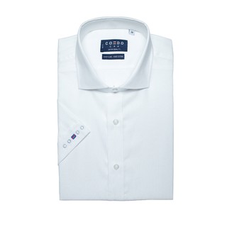 Sơ mi cộc tay cổ Semi wide màu trắng