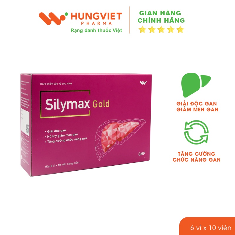 Viên uống Silymax Gold giúp giải độc gan, giảm men gan, tăng cường chức năng gan HungViet Pharma hộp 60v