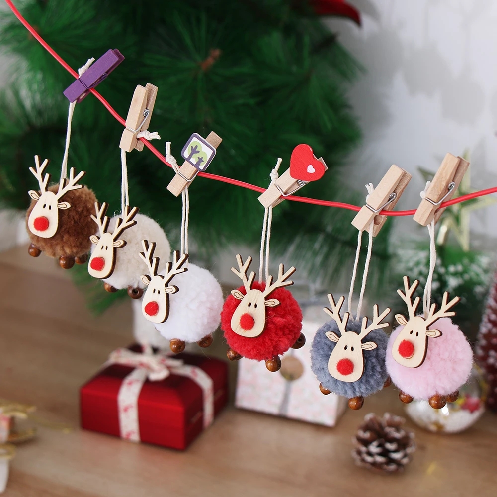 Mặt bóng lông treo trang trí Giáng sinh