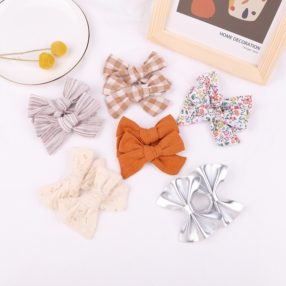 1 Kẹp tóc KIDSBOWS hình nơ họa tiết sọc caro/hoa/trơn dễ thương dành cho bé gái