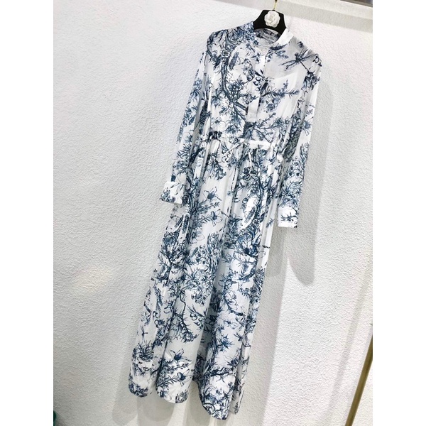 Đầm sơ mi dài tay dáng suông cao cấp thương hiệu Dior CD cao cấp mẫu mới 2022