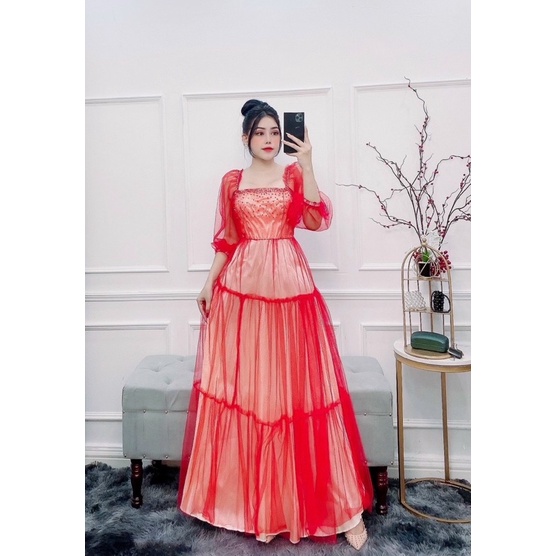 Đầm maxi dạ hội lưới nhũ lấp lánh sang trọng TRIPBLE T DRESS -size M/L (kèm ảnh/video thật) MS144Y