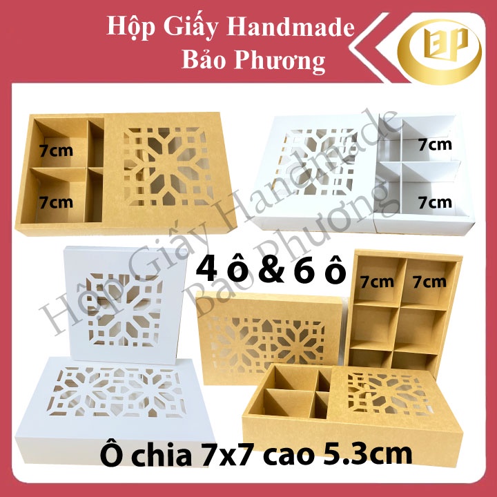 Hộp bánh trung thu handmade 50-80gr-100gr chia ô 4 bánh 6 bánh