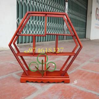 Kệ Mini Gia Dụng Gỗ Gõ-kệ mini dáng lục giác-gỗ gõ