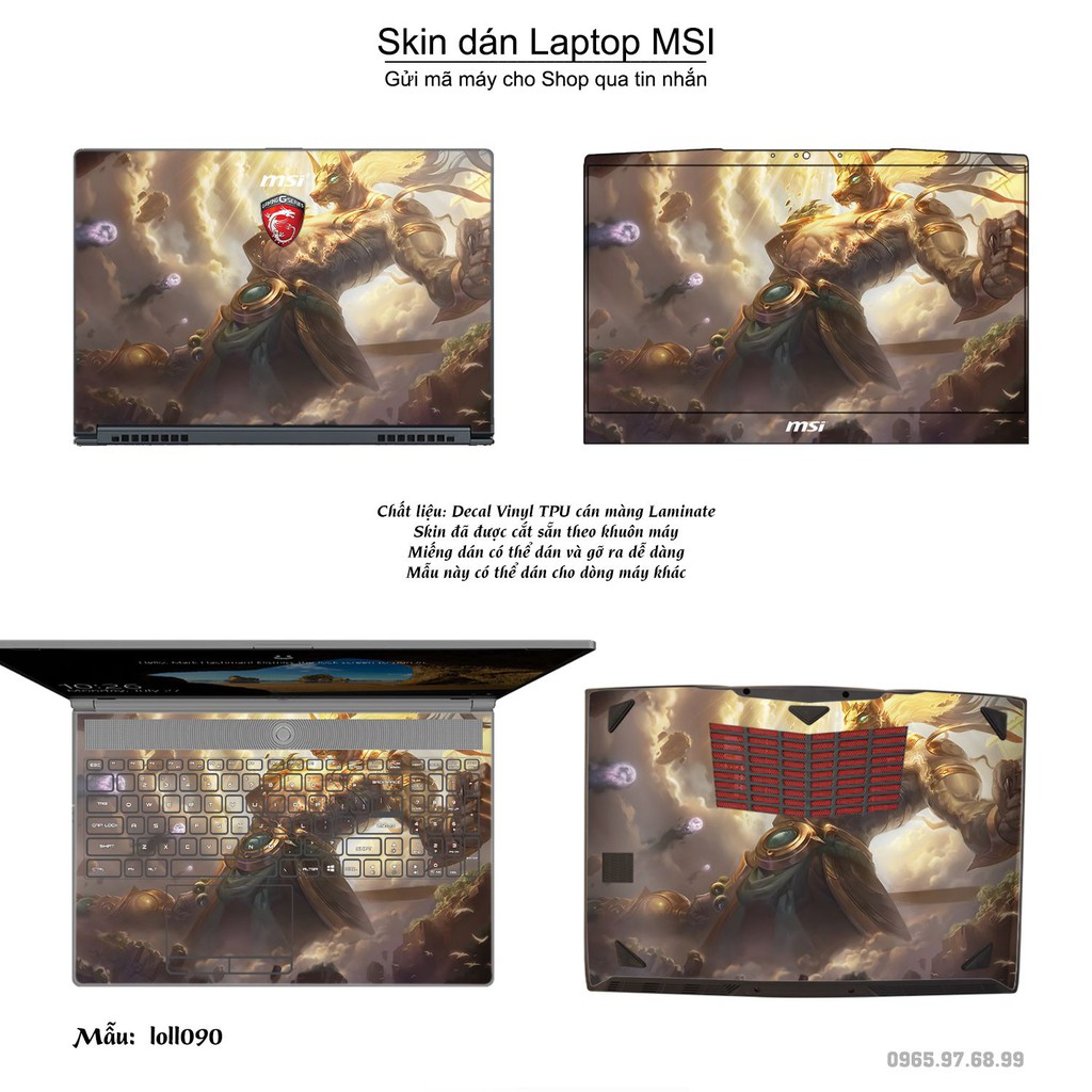 Skin dán Laptop MSI in hình Liên Minh Huyền Thoại nhiều mẫu 13 (inbox mã máy cho Shop)