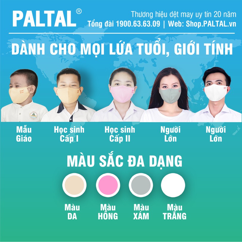 PALTAL Khẩu trang Cấp 1 Chứng nhận Kháng khuẩn Chống nước Chống UV 99% Tái sử dụng >30 lần An toàn Da 0014 Màu Hồng | BigBuy360 - bigbuy360.vn
