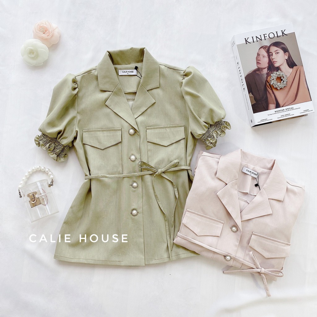 Áo tay chun 2 túi ngực thời trang công sở Calie House A250 | BigBuy360 - bigbuy360.vn