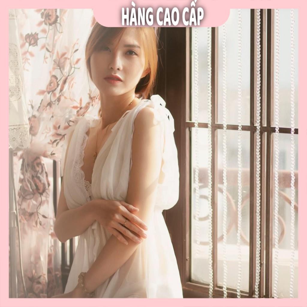 Váy ngủ ren sexy bẹt vai mặc hai kiểu đồ ngủ big size dưới 65kg chất voan thun voanvới màu trắng tinh khôi | BigBuy360 - bigbuy360.vn