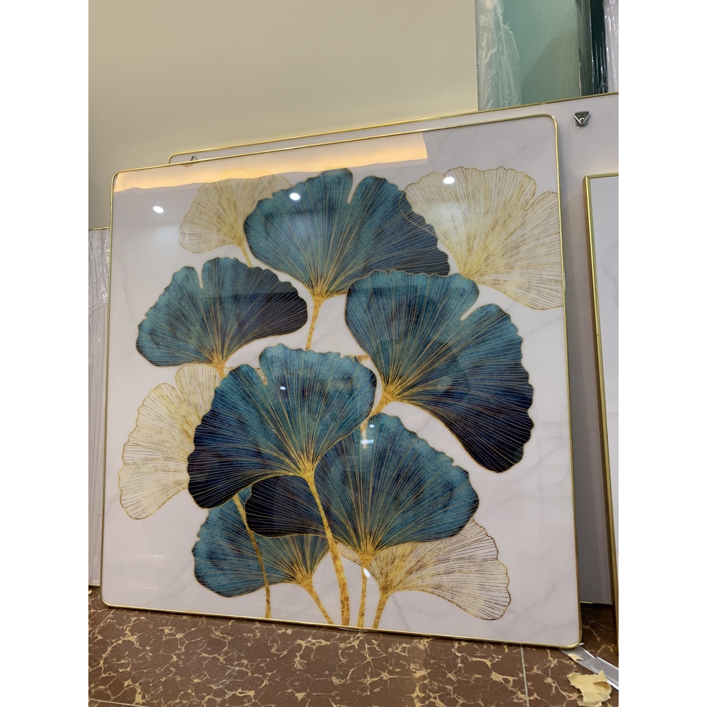 Tranh Tráng Gương Lá bạch Quả May Măn Phong Cách Độc Đáo Trang Trí Phòng Khách/ Phòng Ngủ/ Bàn Ăn/ Làm Quà tặng