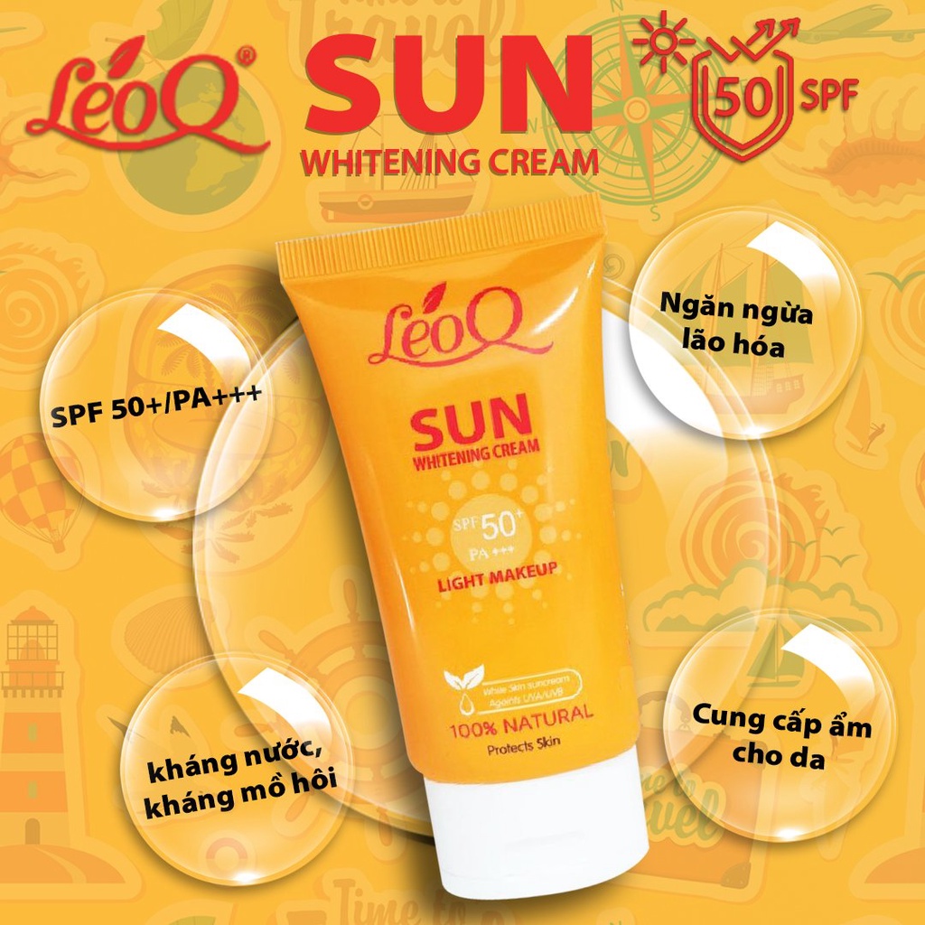 Kem chống nắng nâng tone kiềm dầu LeoQ Sun Whitening Cream 60ml SPF50+ PA+++