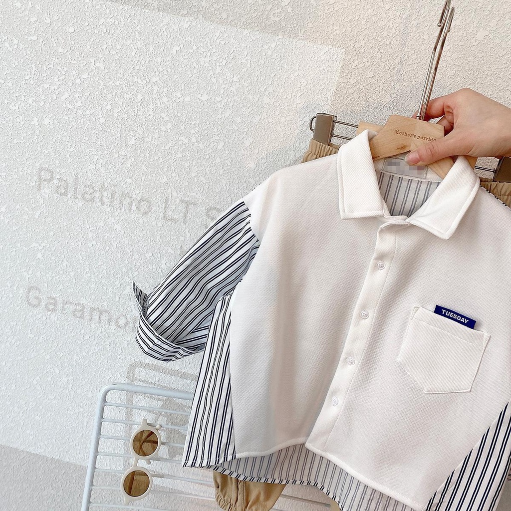 [Babycat] Hàng Có Sẵn Áo Sơ Mi Cổ Bẻ Tay Dài Kẻ Sọc Phong Cách Nhật Bản Hàn Quốc Cá Tính Thời Trang Mùa Xuân Dành Cho Bé Trai Và Bé Gái 2022