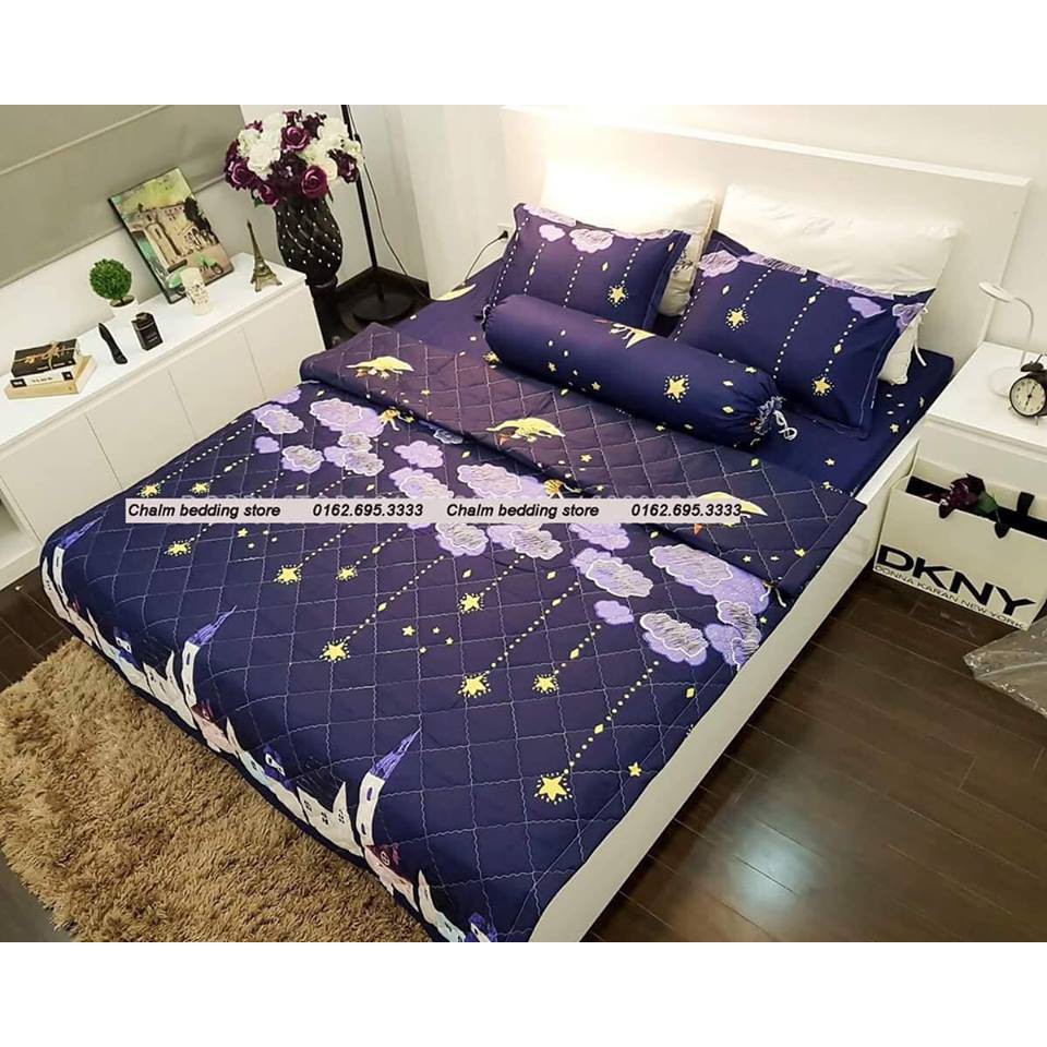 Vỏ gối ôm cotton poly 35x100cm mẫu sao rơi - LINHALMONDS