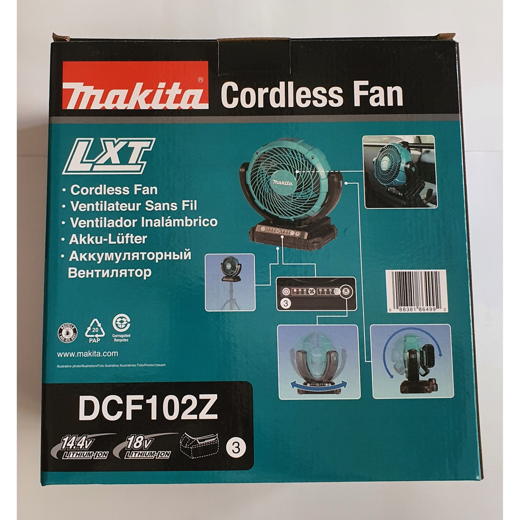 Quạt dùng pin và điện Makita 18V 14.4V DCF102Z ( chưa bao gồm Pin, Sạc và adapter)