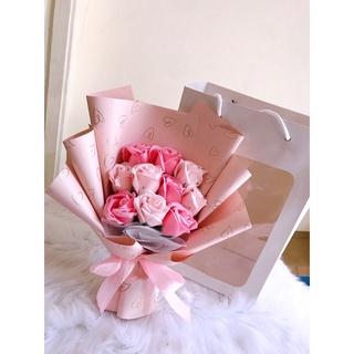 _ Bó hoa hồng sáp thơm 10 bông kèm túi màu siêu xinh