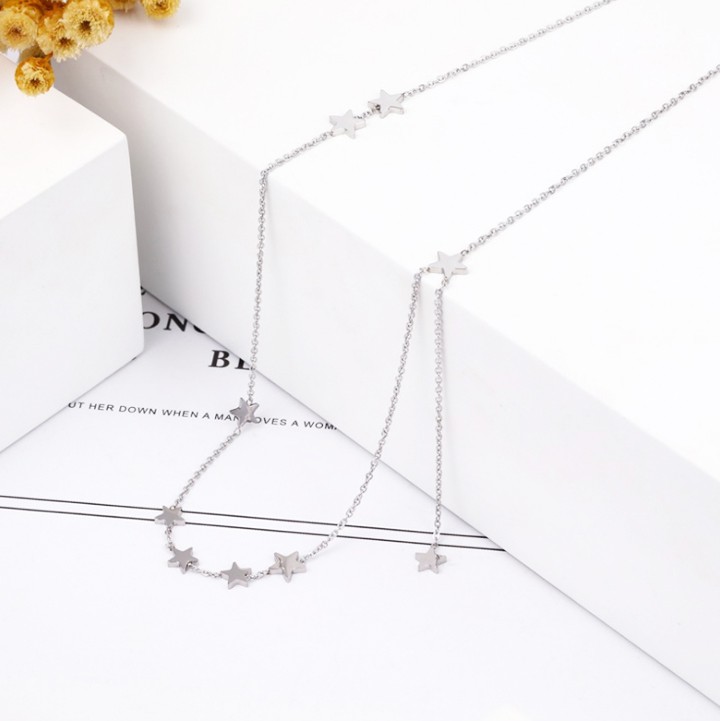 Dây chuyền nữ titan cao cấp chuỗi ngôi sao cách điệu siêu đẹp, bền màu, hợp thời trang