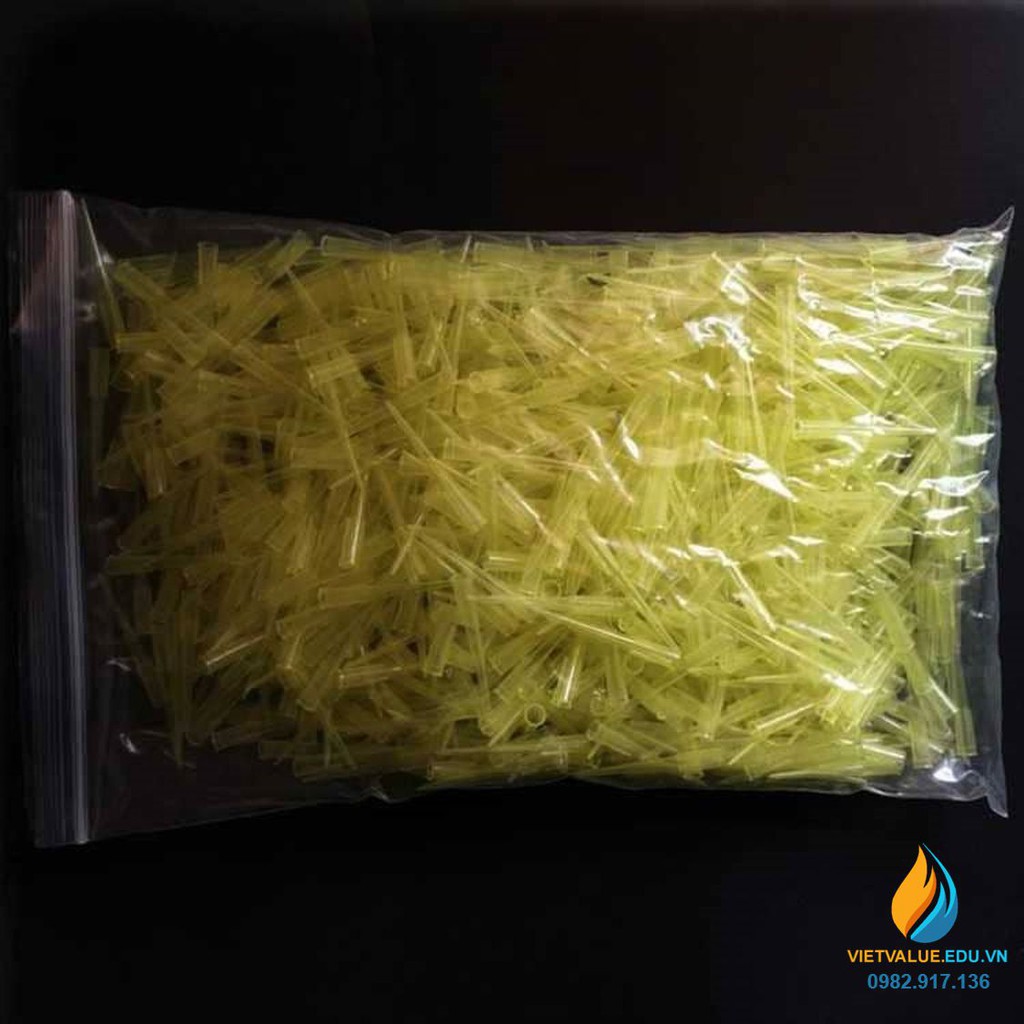 Túi 1000 cái đầu côn pipet hút, loại 0.2ml, nhựa PP màu vàng tiệt trùng