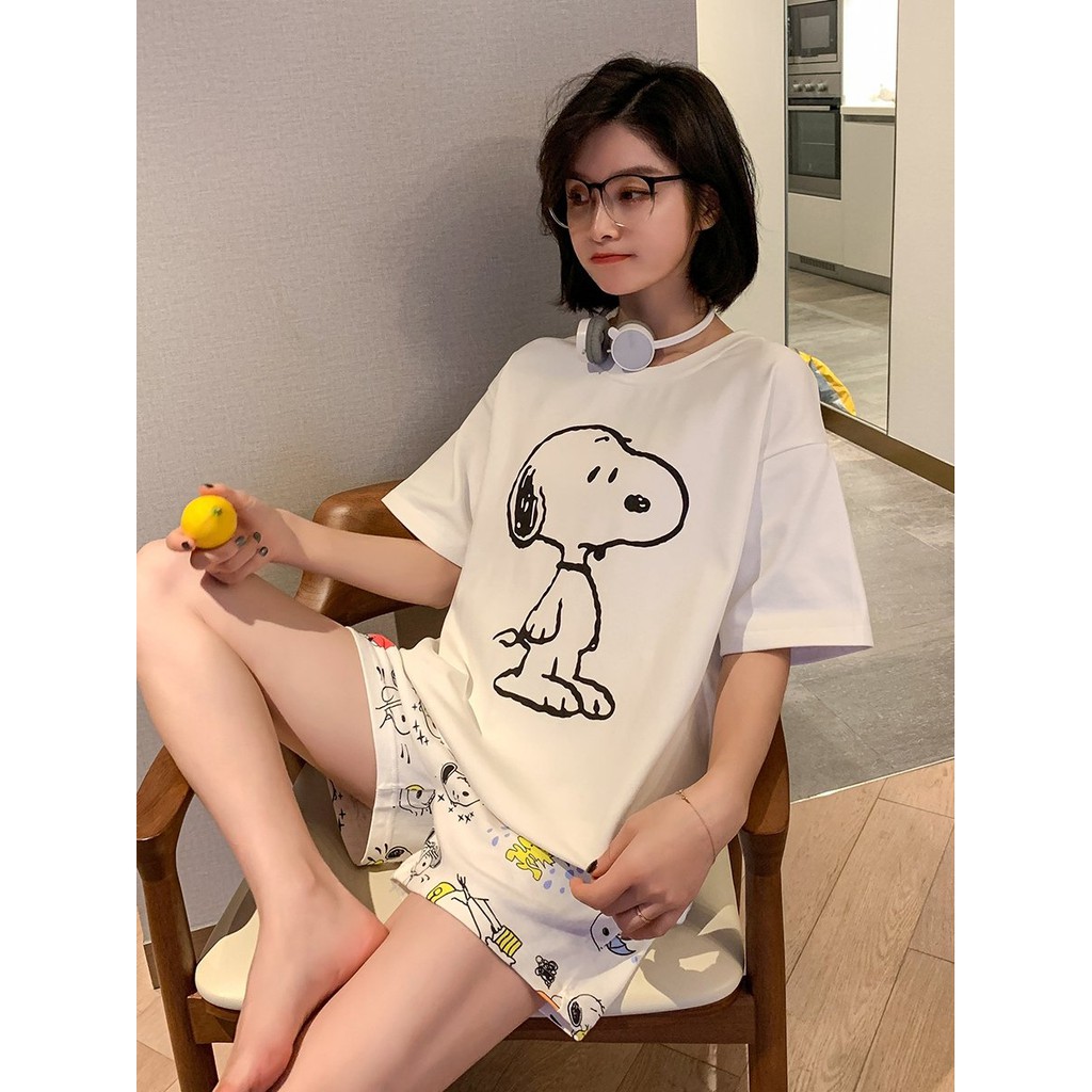 Đồ Bộ Nữ Nguyên Set 🍓 Đồ Ngủ Cộc Tay Siêu Mát, Đồ Bộ Mặc Nhà Hình Chú Cún (HÌNH THẬT)