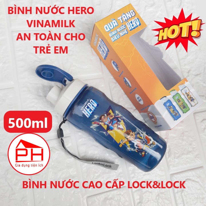 Bình nước trẻ em siêu nhẹ HERO 500ml (Quà tặng Vinamilk ) chính hãng Lock&Lock an toàn sức khỏe - Gia dụng Phước Hòa