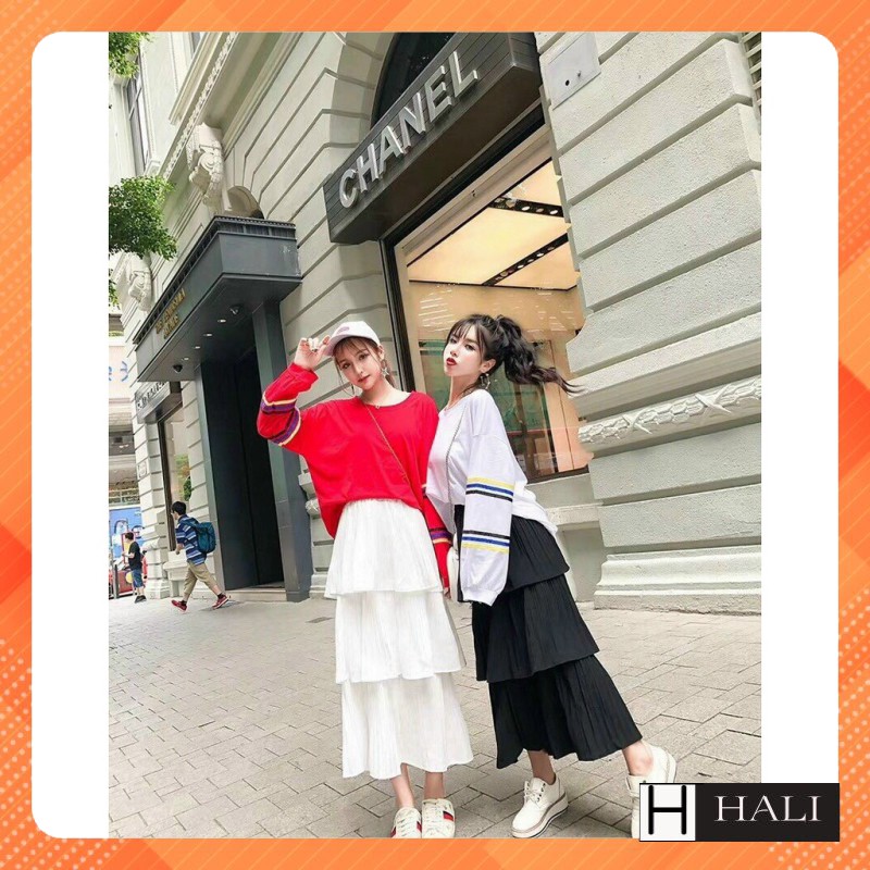 Chân váy 3 tầng xếp li-Chân váy tầng dài Cạp Chun Cao Cấp[ Video Shop Tự Quay] | BigBuy360 - bigbuy360.vn