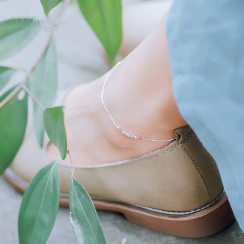 Lắc Chân Mạ Bạc 925 Hình Trái Tim Đơn Giản Phong Cách Hàn Quốc Mới 2020 Cho Nữ