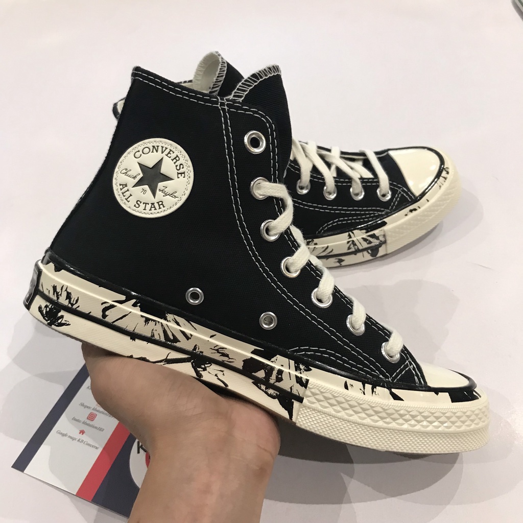 Giày Converse 1970s đen cổ cao hoạ tiết chính hãng