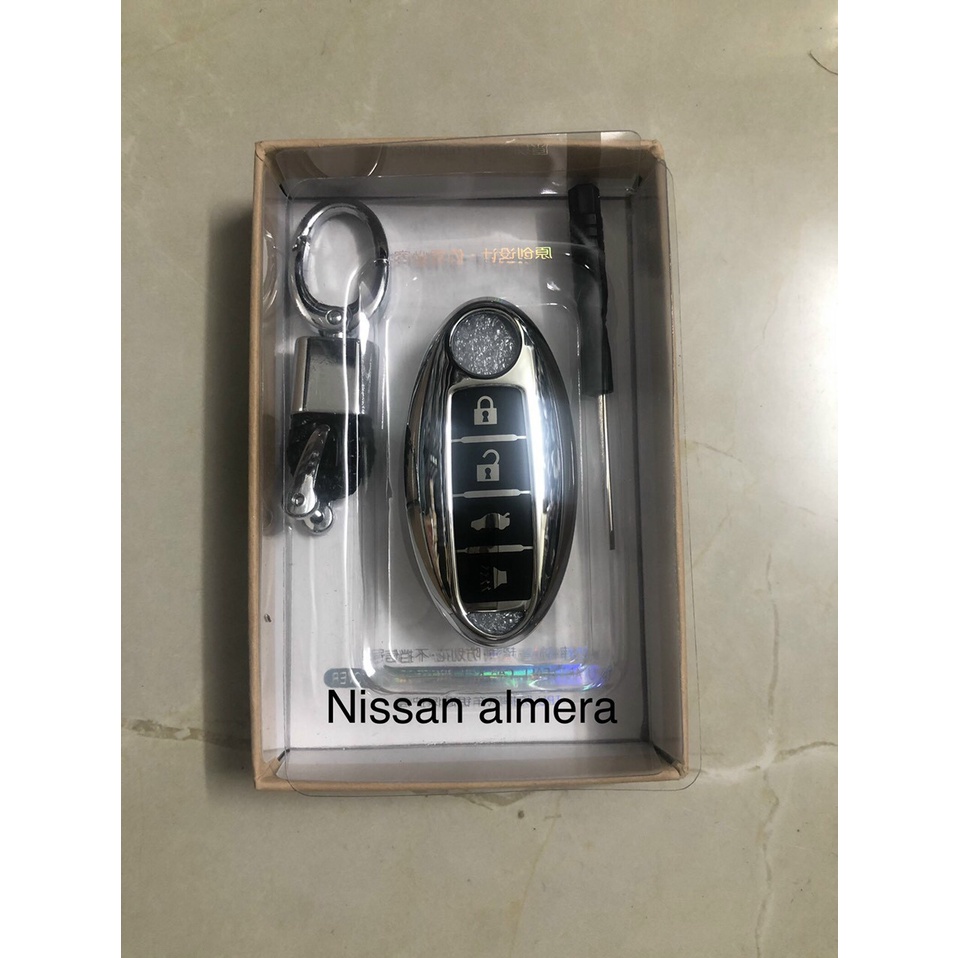 Ốp Chìa Khóa Tráng Gương Xe Almera 2021 2022 - kèm móc đeo chìa
