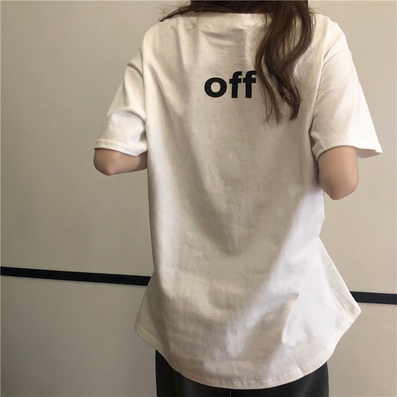 Áo Thun Nữ Ngắn Tay Cổ Tròn In Chữ Phong Cách Hàn Quốc