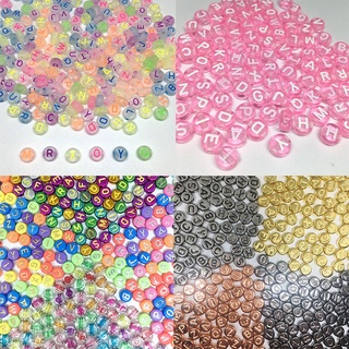 100 Cái / lốc Nhiều Màu Hỗn Hợp Bảng Chữ Cái Trái Tim Acrylic Hạt Cho Trẻ Em Vòng Tay Vòng Cổ Trang Sức Làm DIY Phụ Kiện