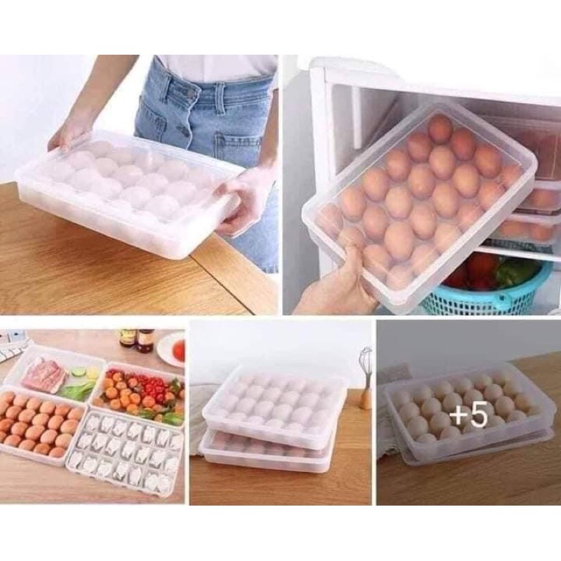 Hộp đựng trứng 24 quả có nắp đậy nhựa Việt Nhật (6786), khay bảo quản trứng không bị vỡ chắc chắn